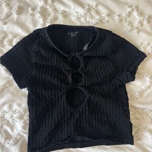 Black Textured Women's Top
